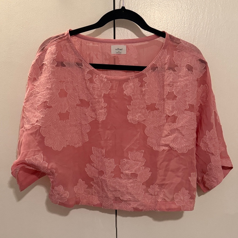 Aritzia Wilfred Pink Floral Crop Top